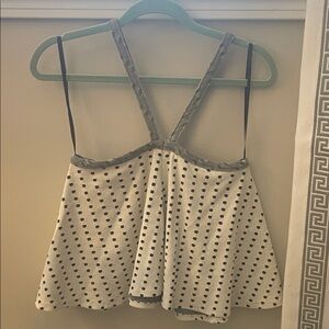 Anthropologie White Camisole with Black Polka Dots